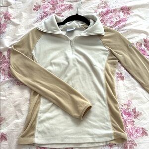 Cream and Tan Columbia 1/4 Zip